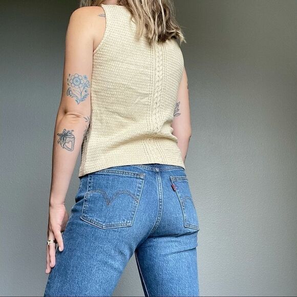 St. John Gold Metallic Wool Work Tank Top Camisole - Picture 3 of 8